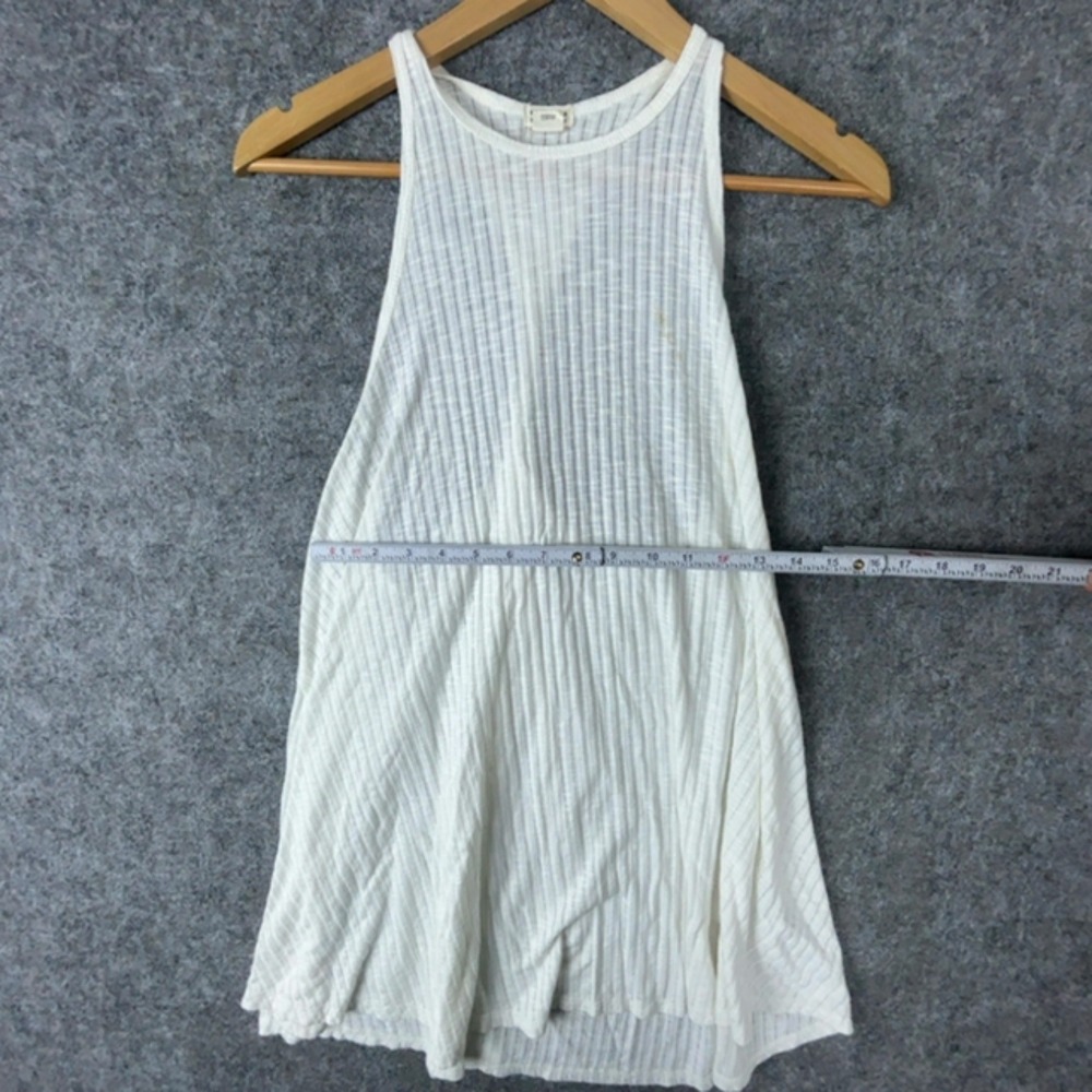 Billabong Dress Womens Medium Ivory Ribbed Coverup Swing Open Cross Back Mini - Picture 4 of 8